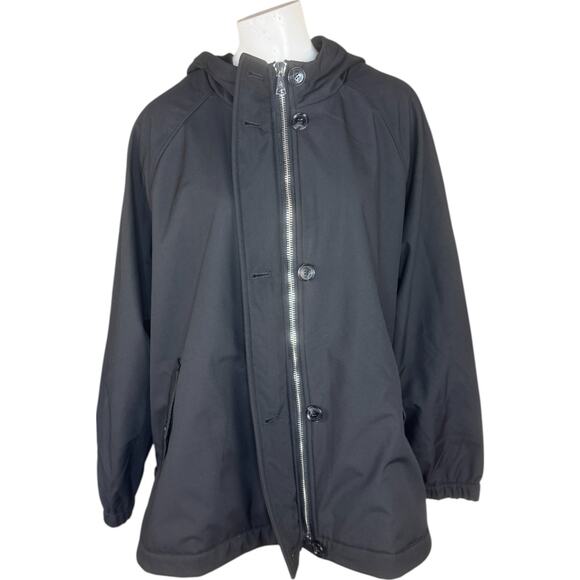 Dennis Basso V-Luxe Black Coat Hooded Zip Button Vent Adjustable 2X Outerwear - Picture 2 of 14